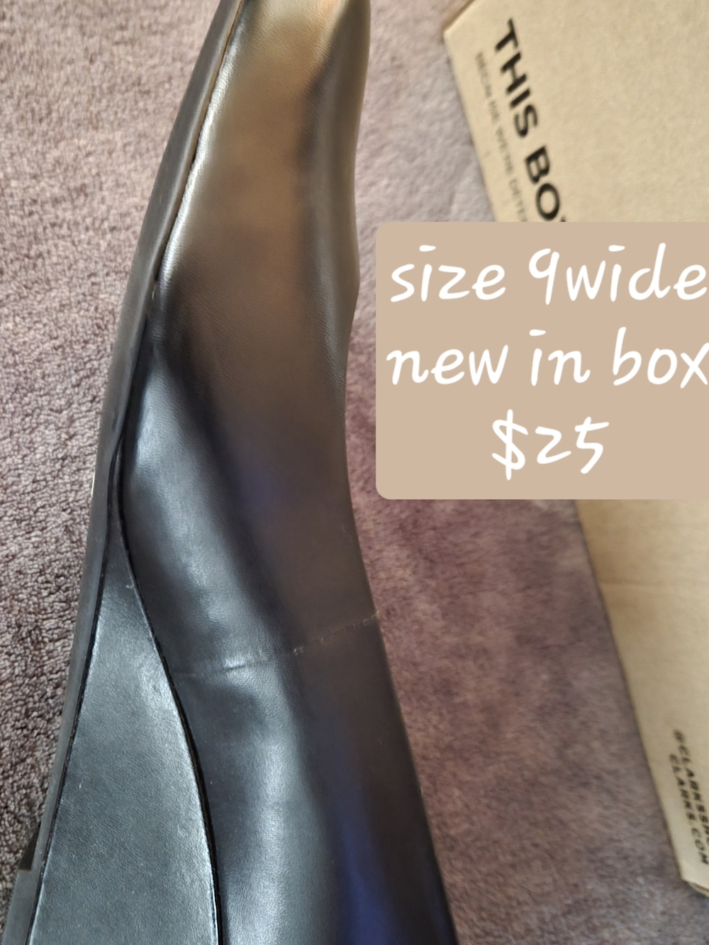 Clarks Women's Black Leather Round-Toe Wedge - Picture 2 of 4